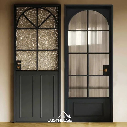 French Retro Vintage Style Interior Aluminum Alloy Glass Door Villa Apartment Hotel Bathroom Door Aluminum Bathroom Doors - Design Hoard