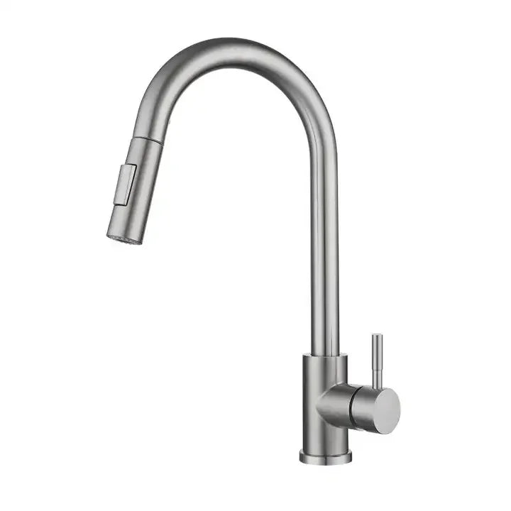 Modern Single Handle Kitchen Faucet Pull Down Sink Tap with Ceramic Valve Pull Out Sprayer - Design Hoard