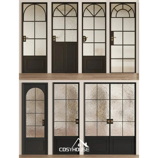 French Retro Vintage Style Interior Aluminum Alloy Glass Door Villa Apartment Hotel Bathroom Door Aluminum Bathroom Doors - Design Hoard