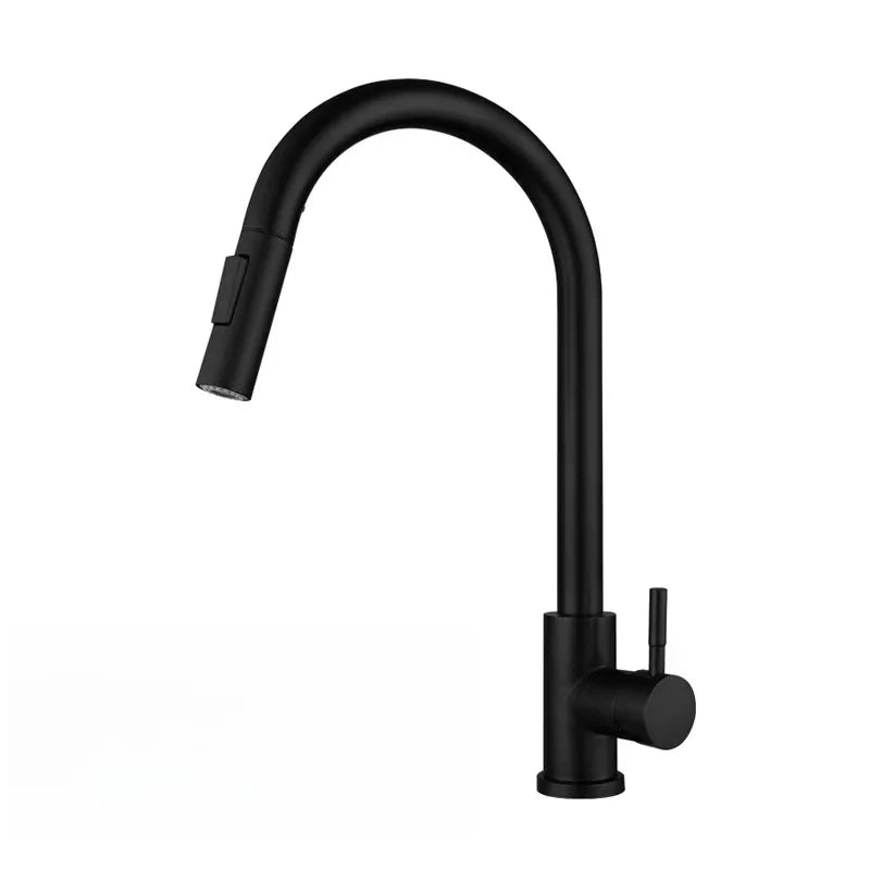 Modern Single Handle Kitchen Faucet Pull Down Sink Tap with Ceramic Valve Pull Out Sprayer - Design Hoard