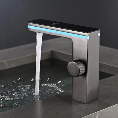 Modern Hot Sale Luxury LED Digital Smart Bathroom Faucet with Lamp Brass Single Lever Black Mixer Water Sink Wash Basin Faucets - Design Hoard
